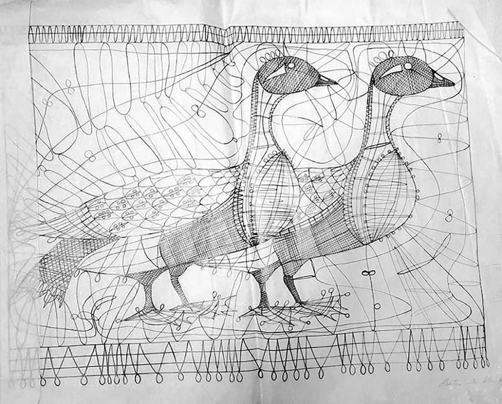 Návrh obrazové paličkované krajky, 60. – 70. léta 20. století