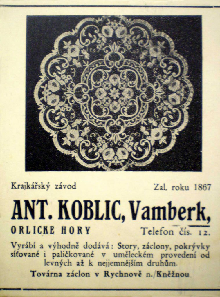 Inzerát Ant. Koblic, Vamberk