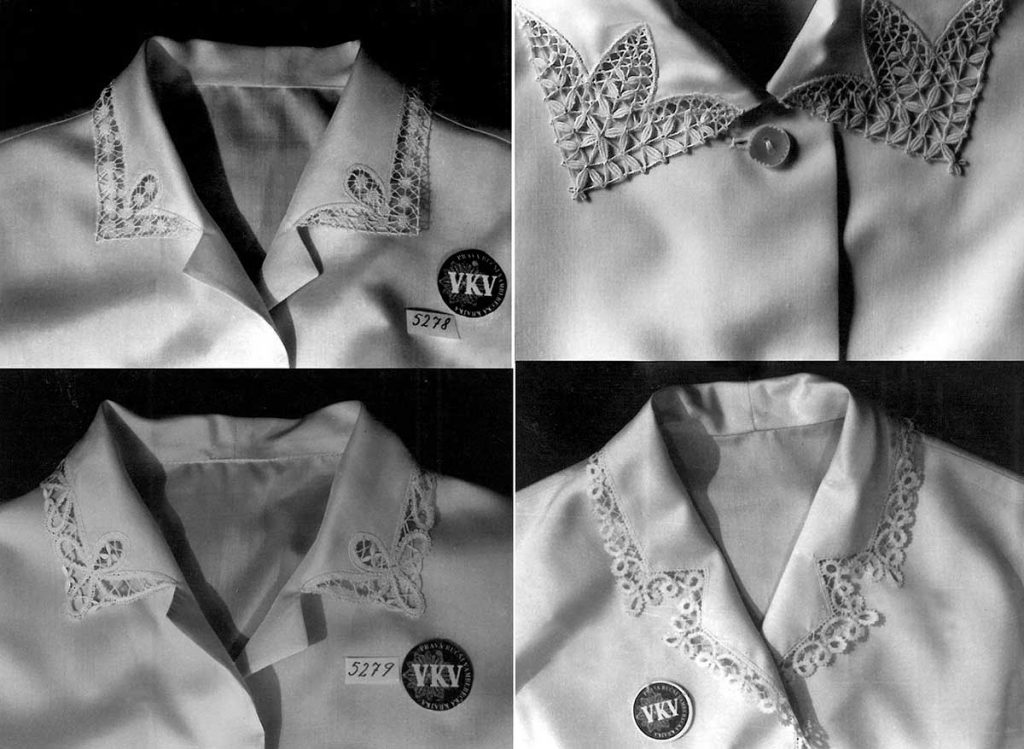 Halenky zdobené paličkovanou krajkou, Vamberecká krajka Vamberk (2. pol. 20. stol.)