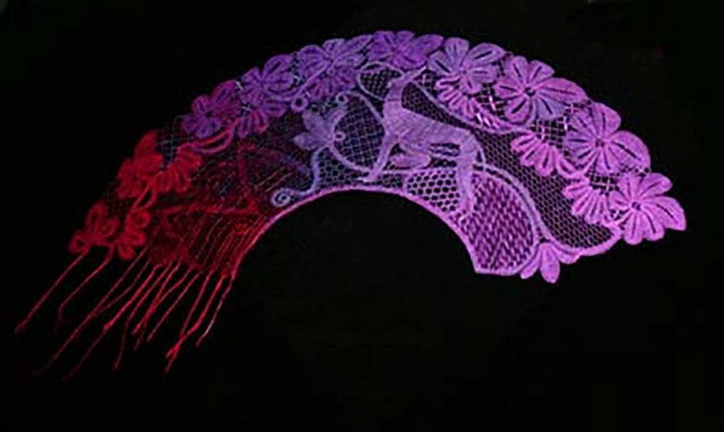 Vějíř Otýlie Vranské, 66x21 cm, paličkovaná krajka, 1993