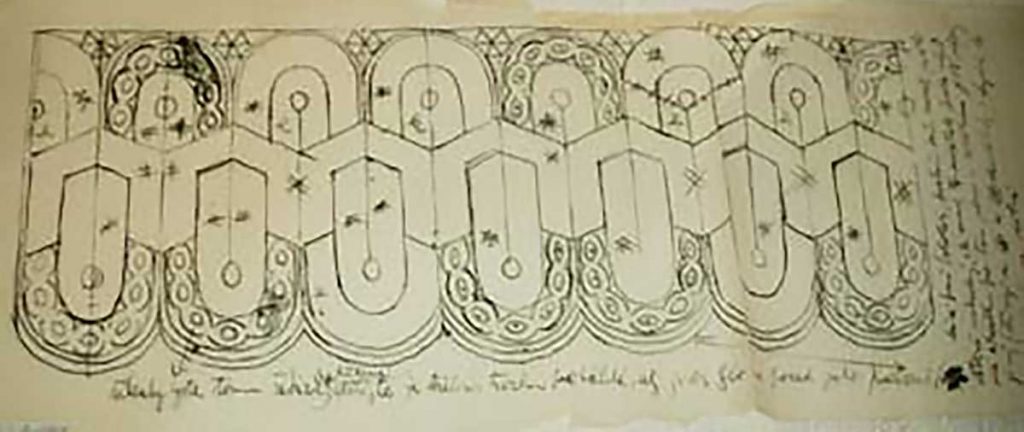 Návrh kostelní kajky Marie Sedláčková-Serbouskové, připraveno k realizaci Annou Sokolovou, kolem 1930 