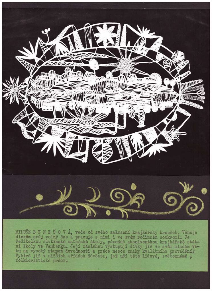 Z dokumentace činnosti krajkářského kroužku při ZŠ a MŠ ve Slatině nad Zdobnicí (70. léta 20. stol.)