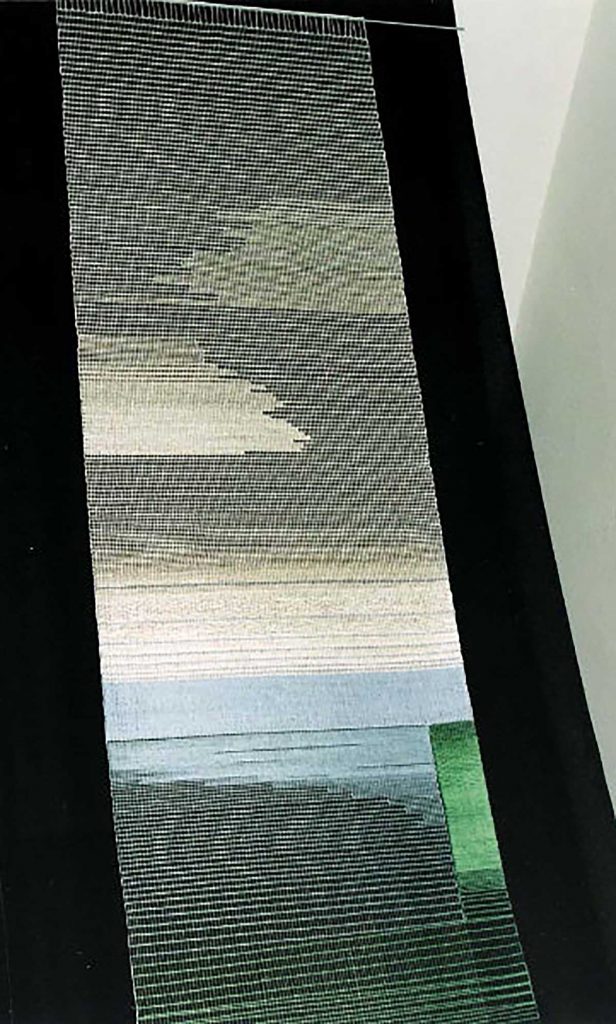 Krajina s dálnicí, bavlněná příze, 55x450 cm, paličkovaná krajka, 1991