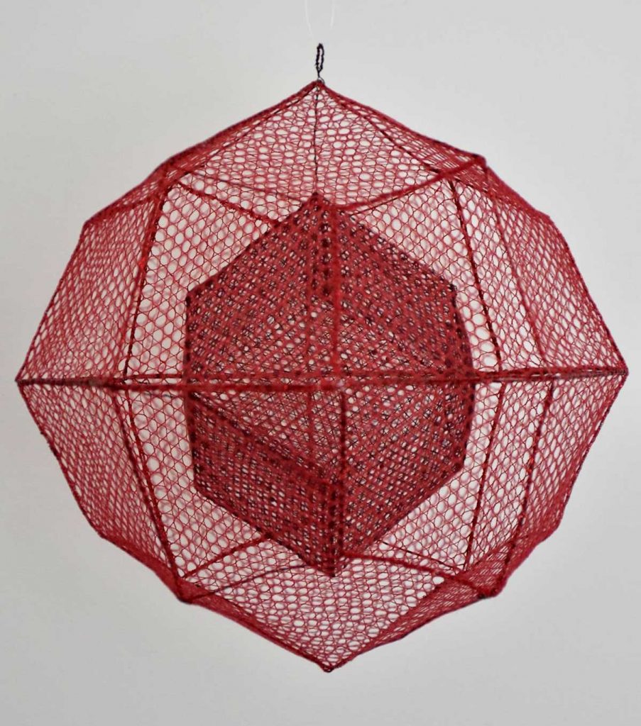 Český granát, len, gympa, granátové korálky, průměr 25 cm, paličkování, 2023