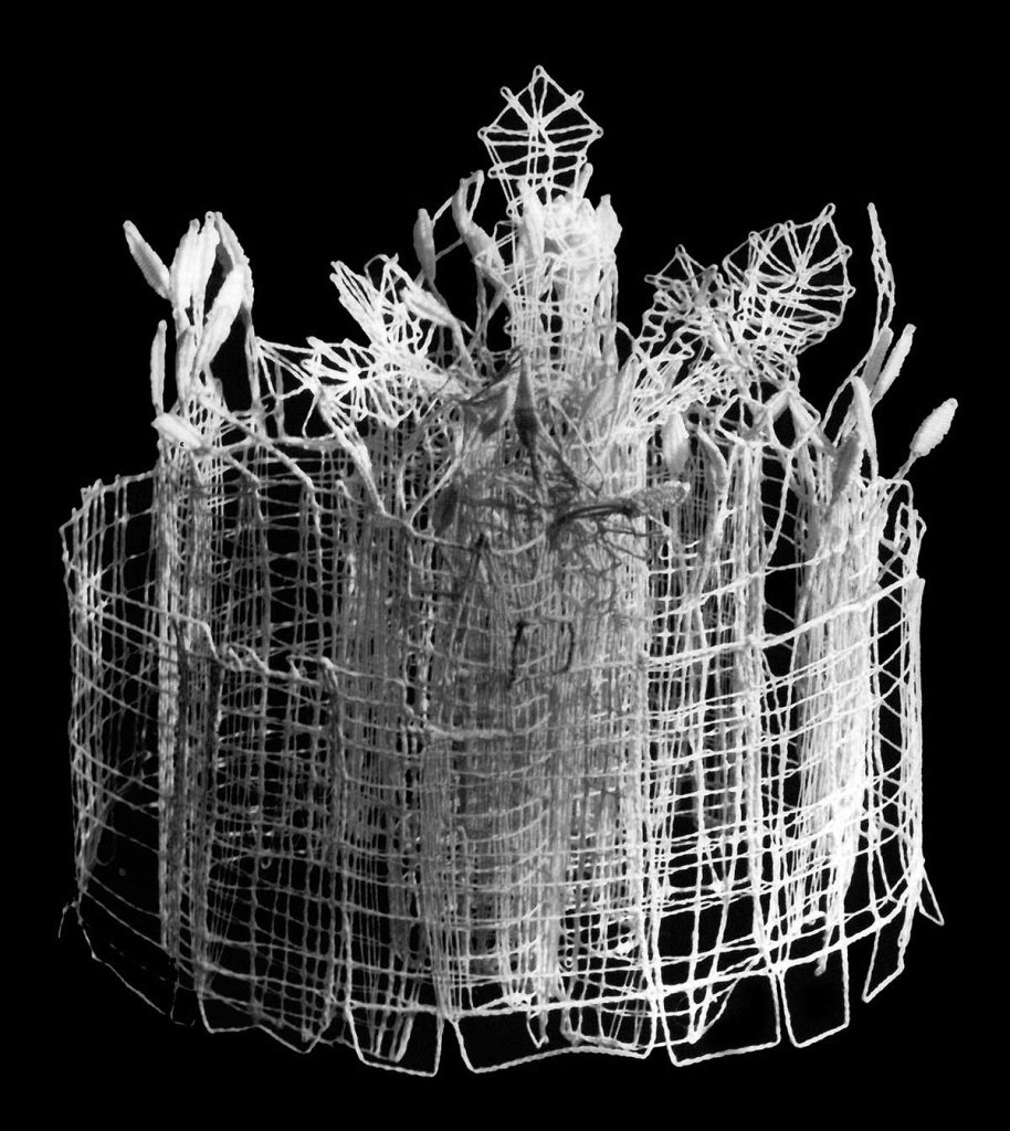 Moje zahrádka, len, 12×10 cm, paličkovaná krajka, 1981